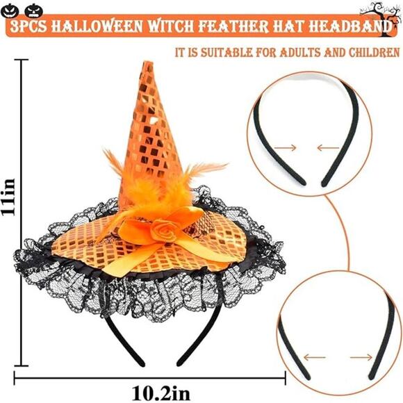 Halloween Witch Headband Feather Hat Costume Dress Up Masquerade Supplies Women